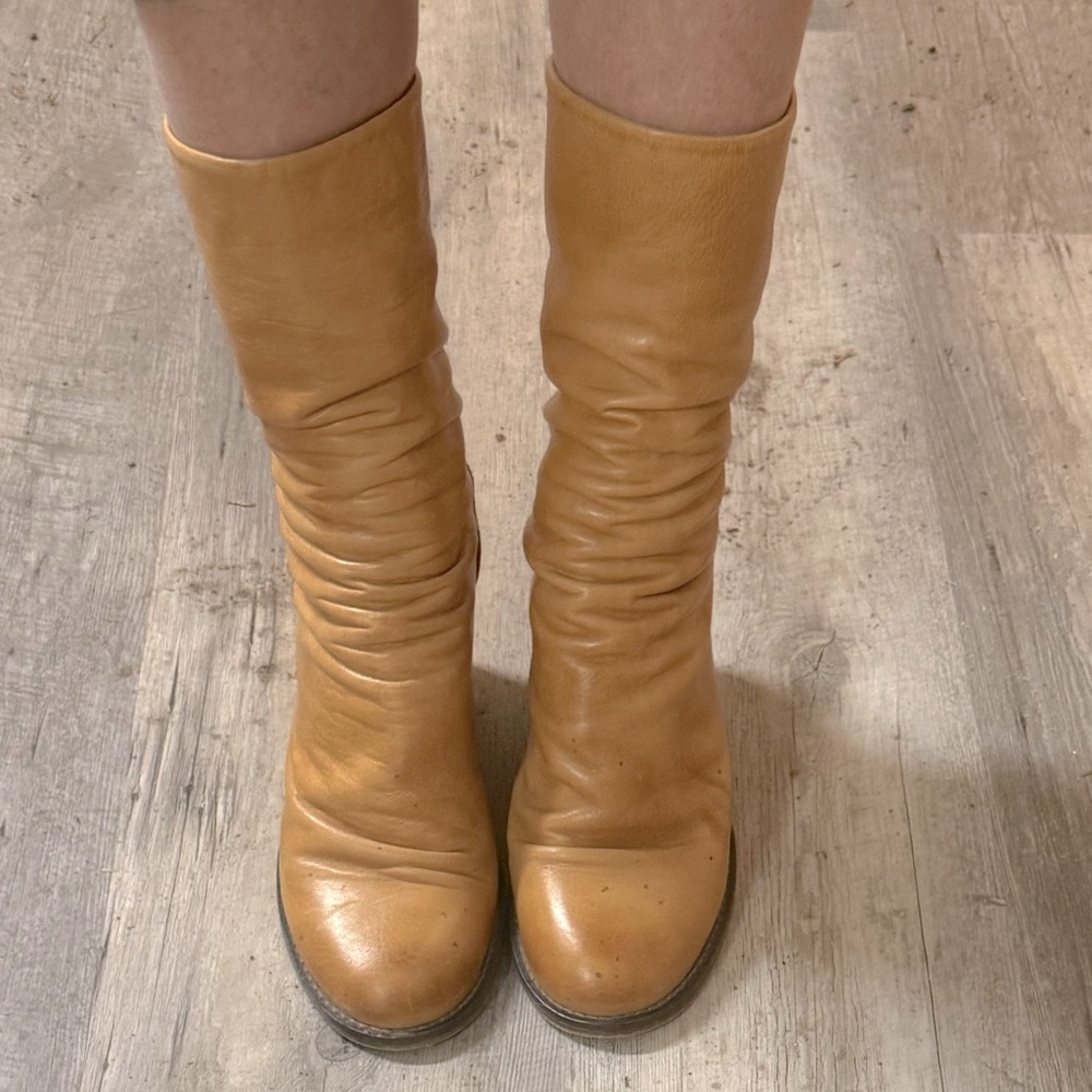 Free People “Elle” Block Heeled Boot.  Made in Portugal.  Size 37.